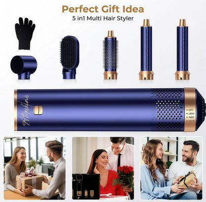 ✨ 5-in-1 Dupe Luxury Heat Styling Brush – Curls, Waves, Smooth & Shine