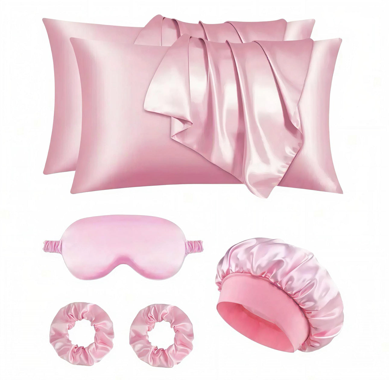 ✨ Luxe Satin Sleep Essentials Set – 6-Piece Beauty Bundle