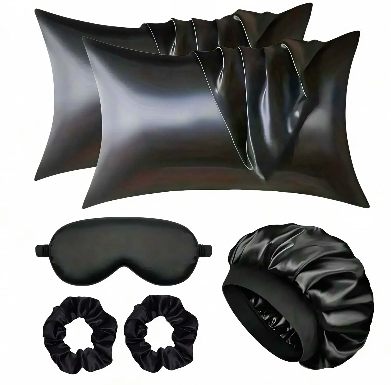 ✨ Luxe Satin Sleep Essentials Set – 6-Piece Beauty Bundle