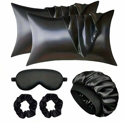 ✨ Luxe Satin Sleep Essentials Set – 6-Piece Beauty Bundle